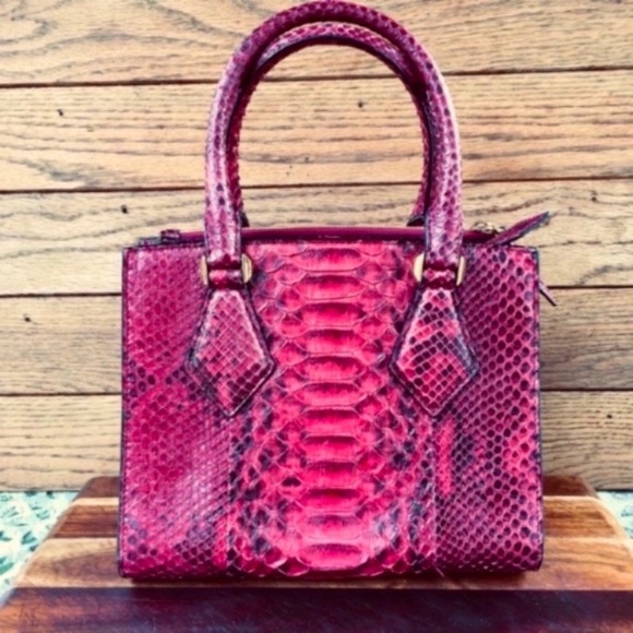Michael Kors Collection Python Casey Satchel With Pom - Picture 2 of 8